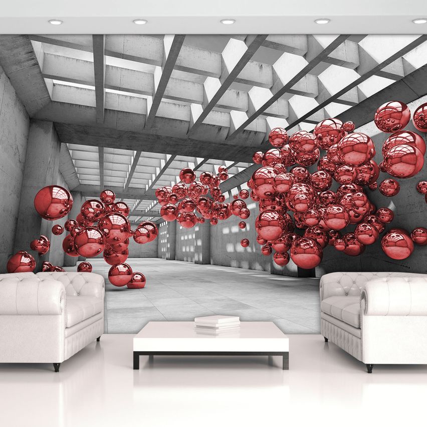 Photo Wall Mural-3D RED MARBLE-(C10135)-NON WOVEN-Wallpaper-Abstract XXL