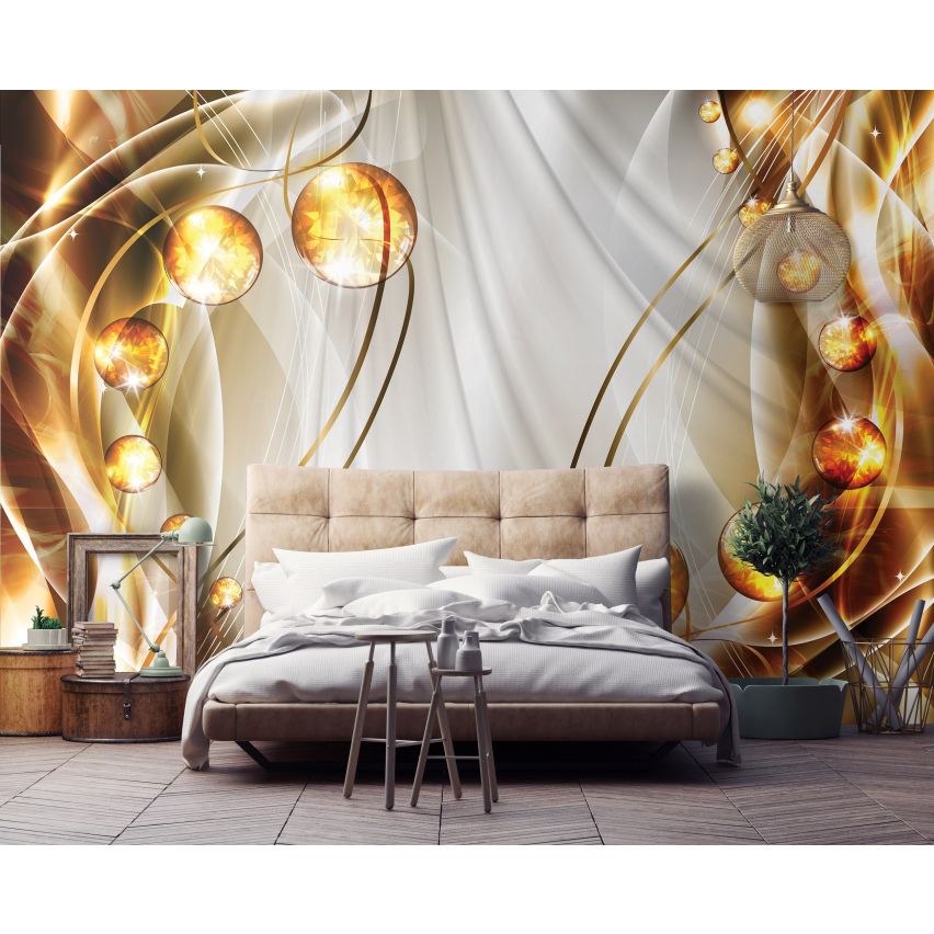 Photo Wall Mural-3D GOLD DIAMOND JEWELRY-(C10296)-NON WOVEN-Wallpaper-Abstract XXL
