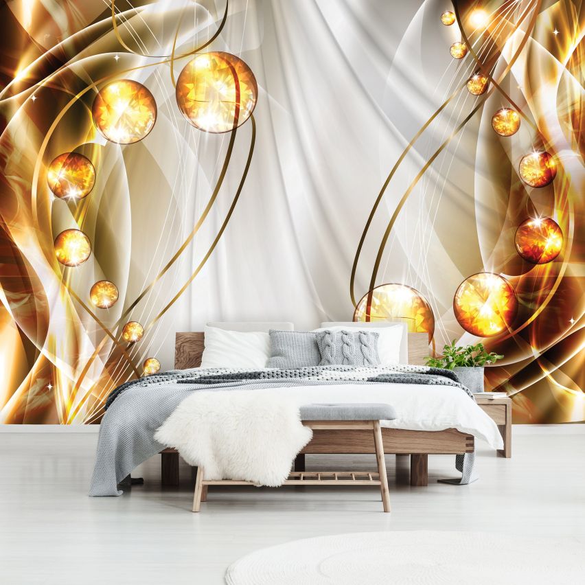 Photo Wall Mural-3D GOLD DIAMOND JEWELRY-(C10296)-NON WOVEN-Wallpaper-Abstract XXL