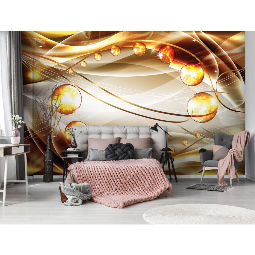 Photo Wall Mural-3D GOLD MARBLE-(C10297)-NON WOVEN-Wallpaper-Abstract XXL