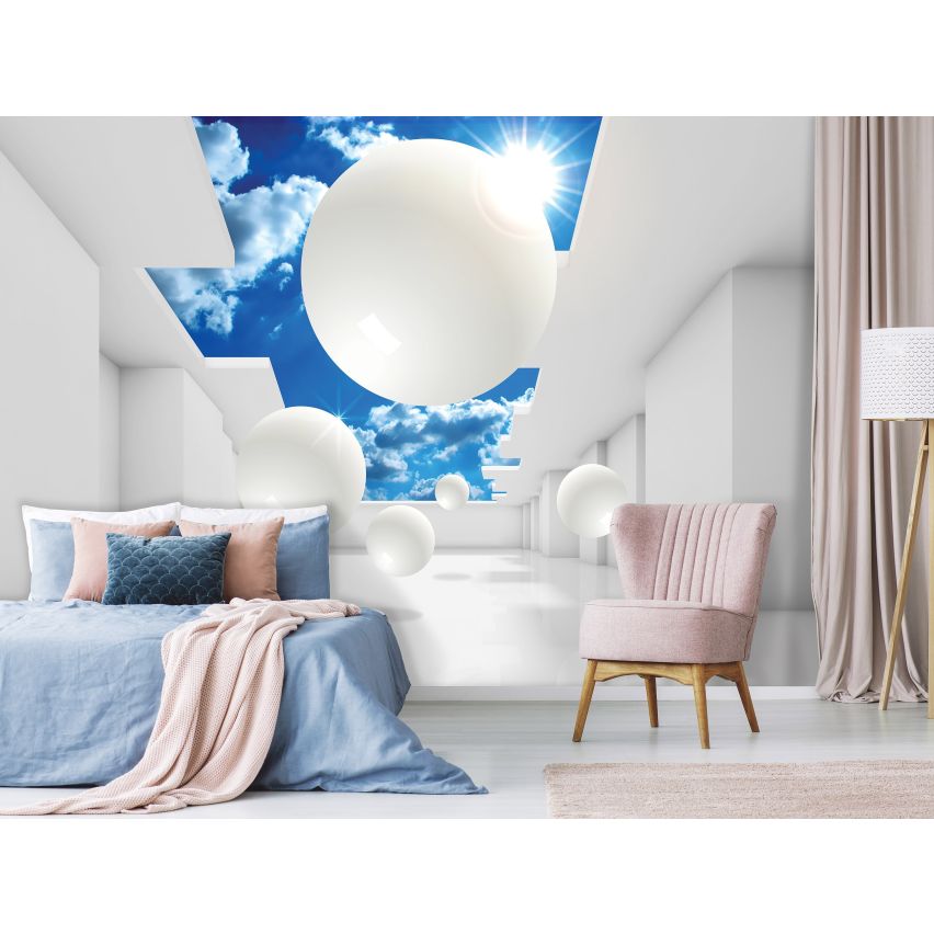 Photo Wall Mural-3D WHITE SHINE MARBLES-(C11852)-NON WOVEN-Wallpaper-Abstract XXL
