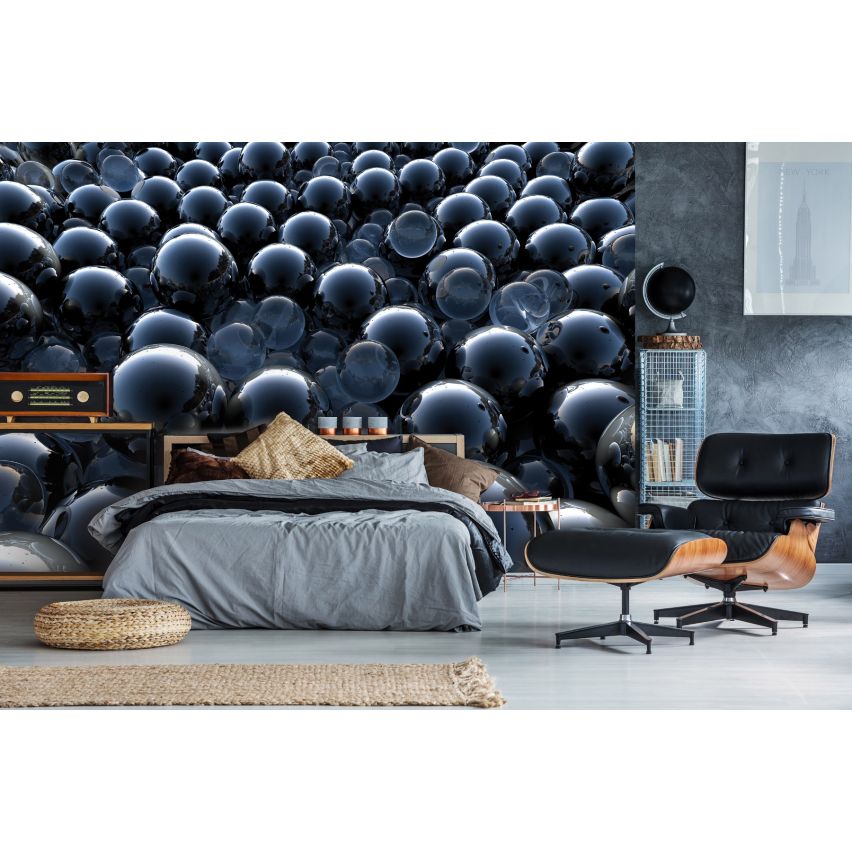 Photo Wall Mural-3D SHINE BLUE MARBLES-(C12270)-NON WOVEN-Wallpaper-Abstract XXL