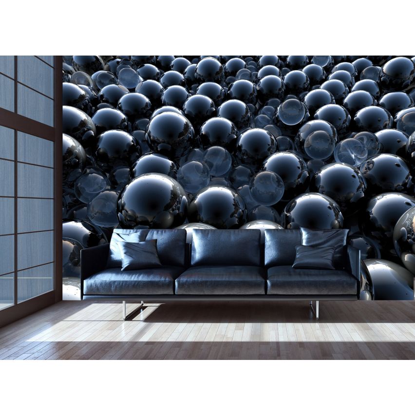 Photo Wall Mural-3D SHINE BLUE MARBLES-(C12270)-NON WOVEN-Wallpaper-Abstract XXL