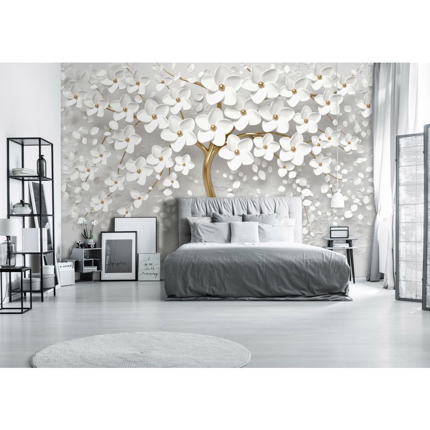 Photo Wall Mural-3D GOLD TREE PORCELAIN-(C13589)-NON WOVEN-Wallpaper-Abstract Nature XXL