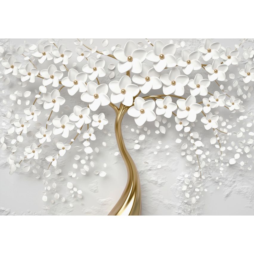 Photo Wall Mural-3D GOLD TREE PORCELAIN-(C13589)-NON WOVEN-Wallpaper-Abstract Nature XXL