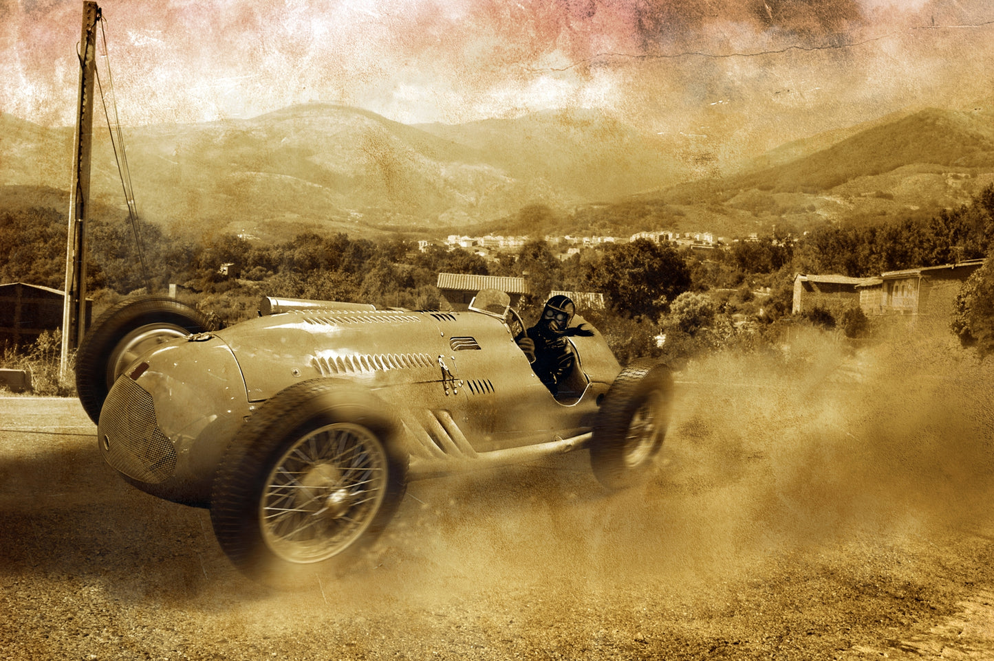 Photo Wall Mural-CAR RACING-(3184J)NON WOVEN-Wallpaper-Automobile Rallying Dust
