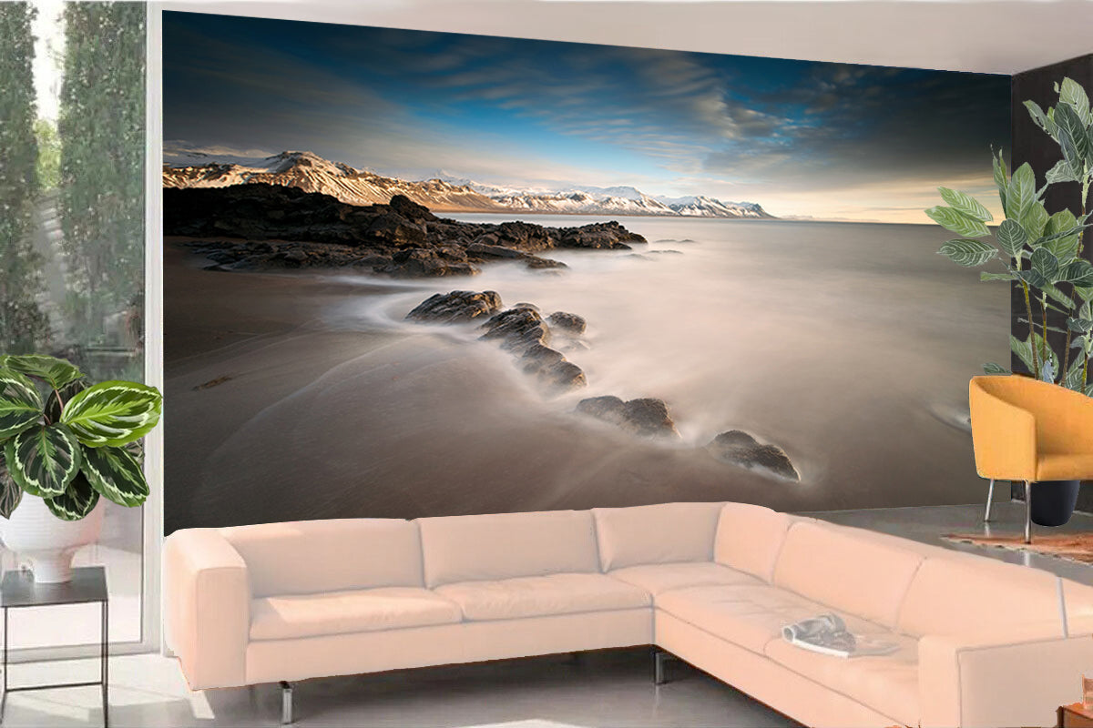 Photo Mural-SAND BEACH-(8167)-NON WOVEN-Wallpaper-Wall-Art-Dune Stream Rock XXL