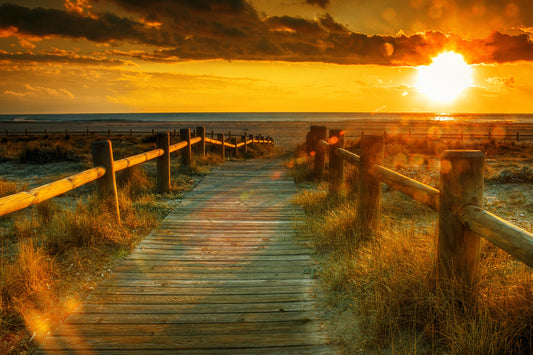 Photo Wall Mural-BEACH SUNSET-(030)-NON WOVEN-Wallpaper-Walk-Way Ocean Plage XXL