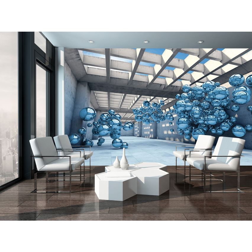 Photo Wall Mural-3D BLUE MARBLE-(C10134)-NON WOVEN-Wallpaper-Abstract XXL