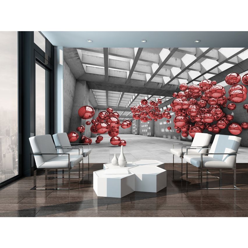 Photo Wall Mural-3D RED MARBLE-(C10135)-NON WOVEN-Wallpaper-Abstract XXL