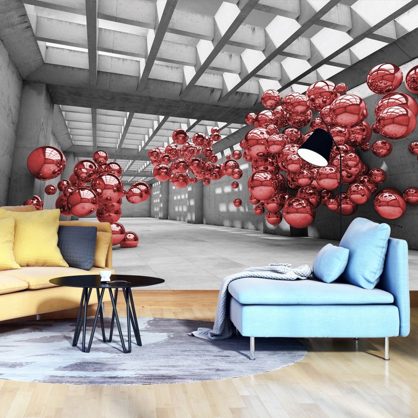 Photo Wall Mural-3D RED MARBLE-(C10135)-NON WOVEN-Wallpaper-Abstract XXL