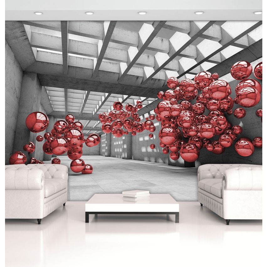 Photo Wall Mural-3D RED MARBLE-(C10135)-NON WOVEN-Wallpaper-Abstract XXL