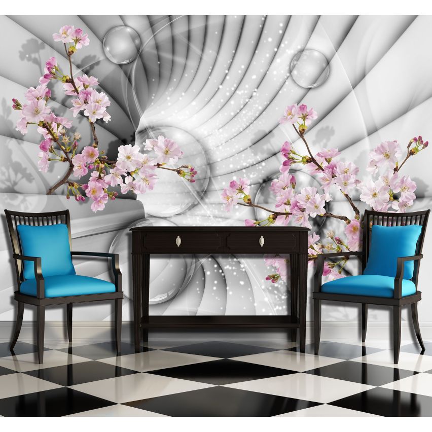 Photo Wall Mural-3D CHERRY TREE MARBLE-(C10200)-NON WOVEN-Wallpaper-Abstract XXL