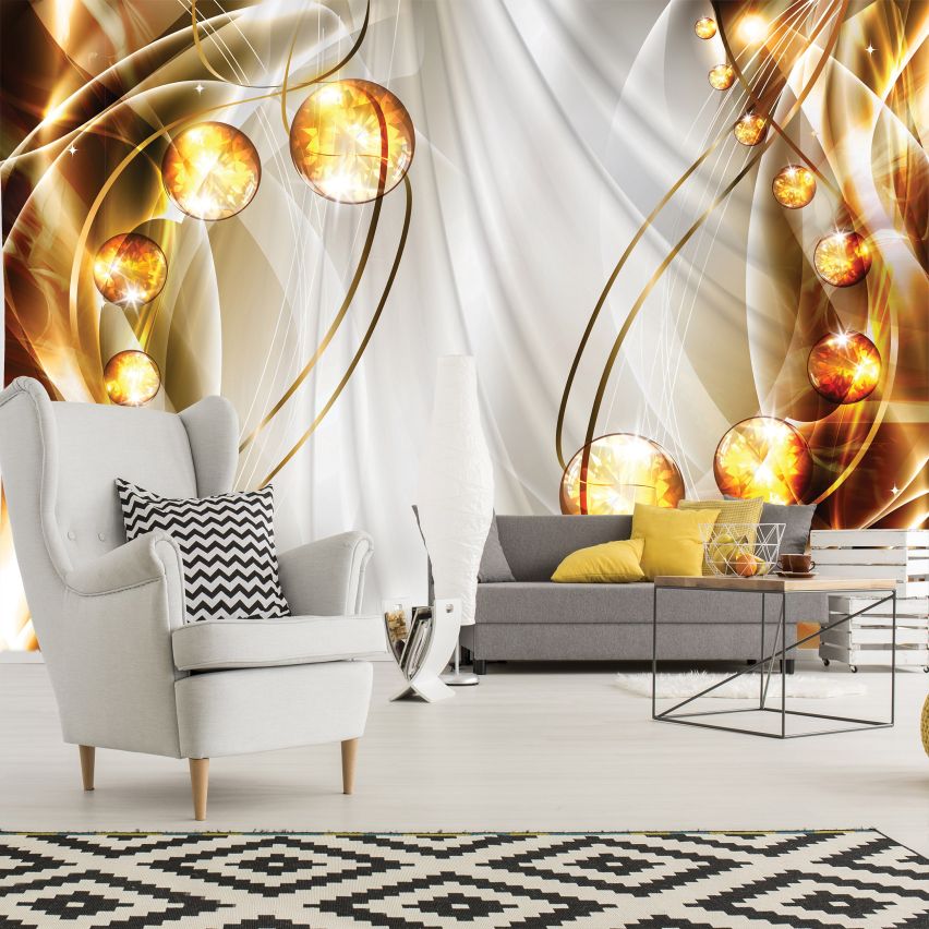 Photo Wall Mural-3D GOLD DIAMOND JEWELRY-(C10296)-NON WOVEN-Wallpaper-Abstract XXL