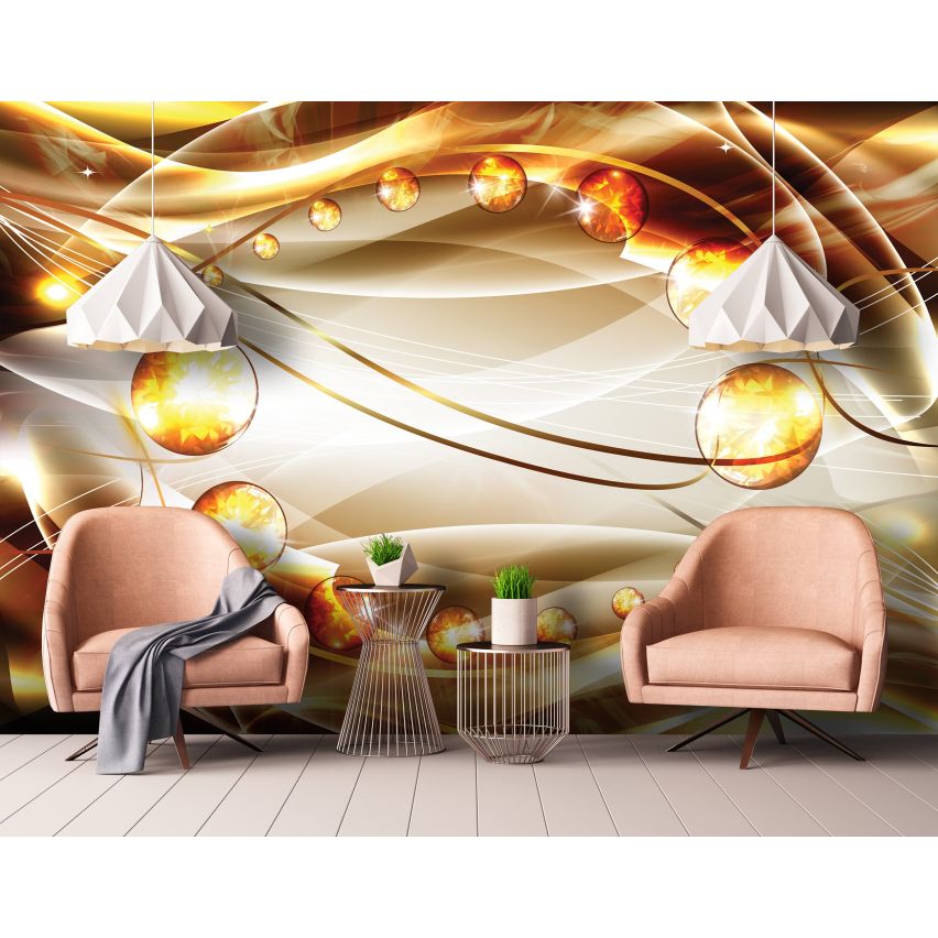 Photo Wall Mural-3D GOLD MARBLE-(C10297)-NON WOVEN-Wallpaper-Abstract XXL