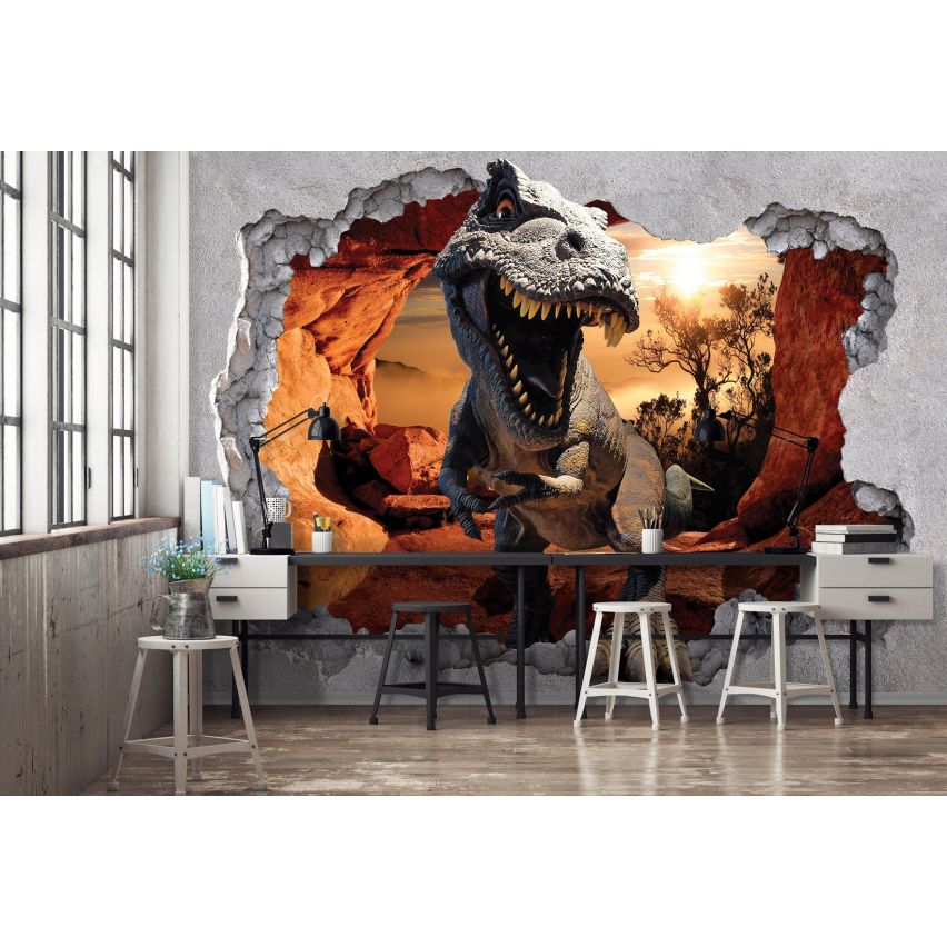 Photo Wall Mural-3D T-REX-(C11033)-NON WOVEN-Wallpaper-Dinosaur Abstract XXL
