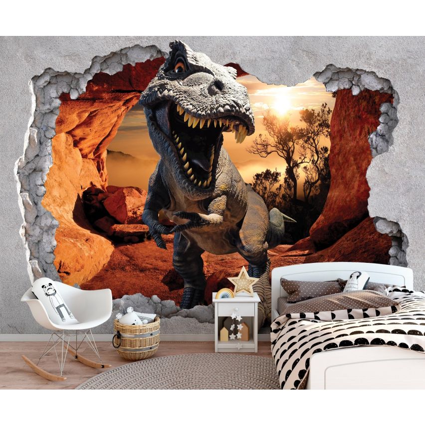 Photo Wall Mural-3D T-REX-(C11033)-NON WOVEN-Wallpaper-Dinosaur Abstract XXL