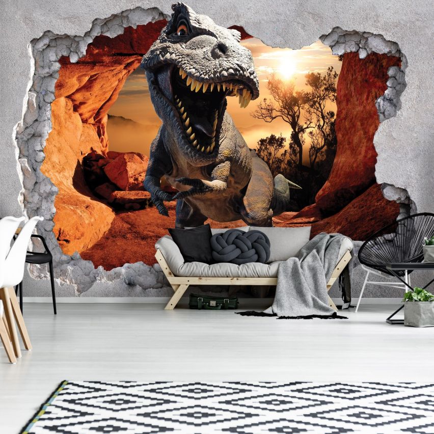 Photo Wall Mural-3D T-REX-(C11033)-NON WOVEN-Wallpaper-Dinosaur Abstract XXL
