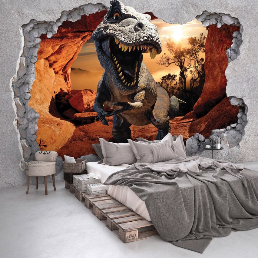 Photo Wall Mural-3D T-REX-(C11033)-NON WOVEN-Wallpaper-Dinosaur Abstract XXL