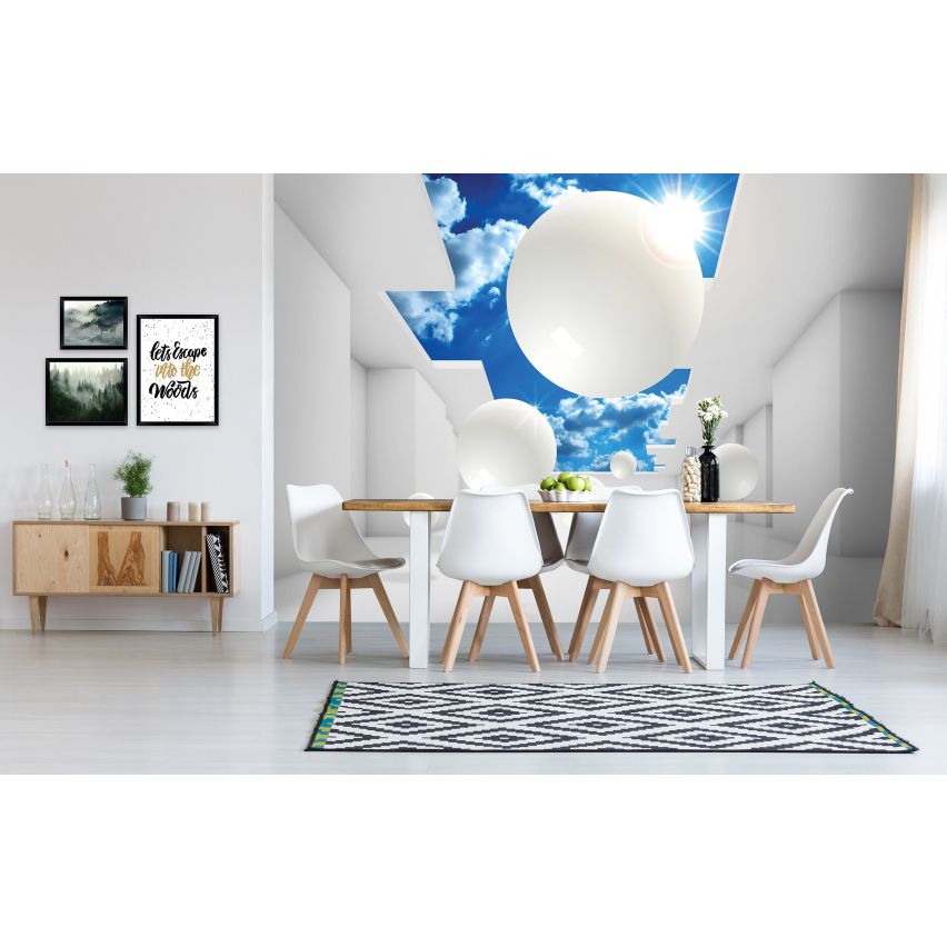Photo Wall Mural-3D WHITE SHINE MARBLES-(C11852)-NON WOVEN-Wallpaper-Abstract XXL