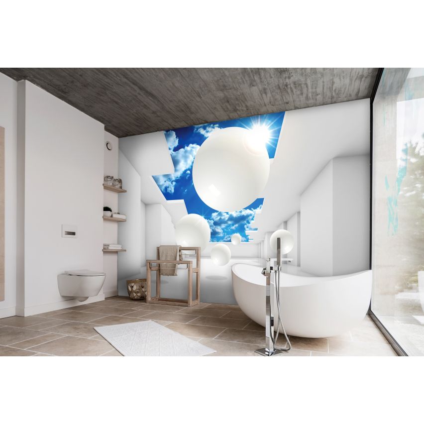 Photo Wall Mural-3D WHITE SHINE MARBLES-(C11852)-NON WOVEN-Wallpaper-Abstract XXL