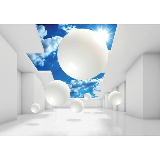 Photo Wall Mural-3D WHITE SHINE MARBLES-(C11852)-NON WOVEN-Wallpaper-Abstract XXL