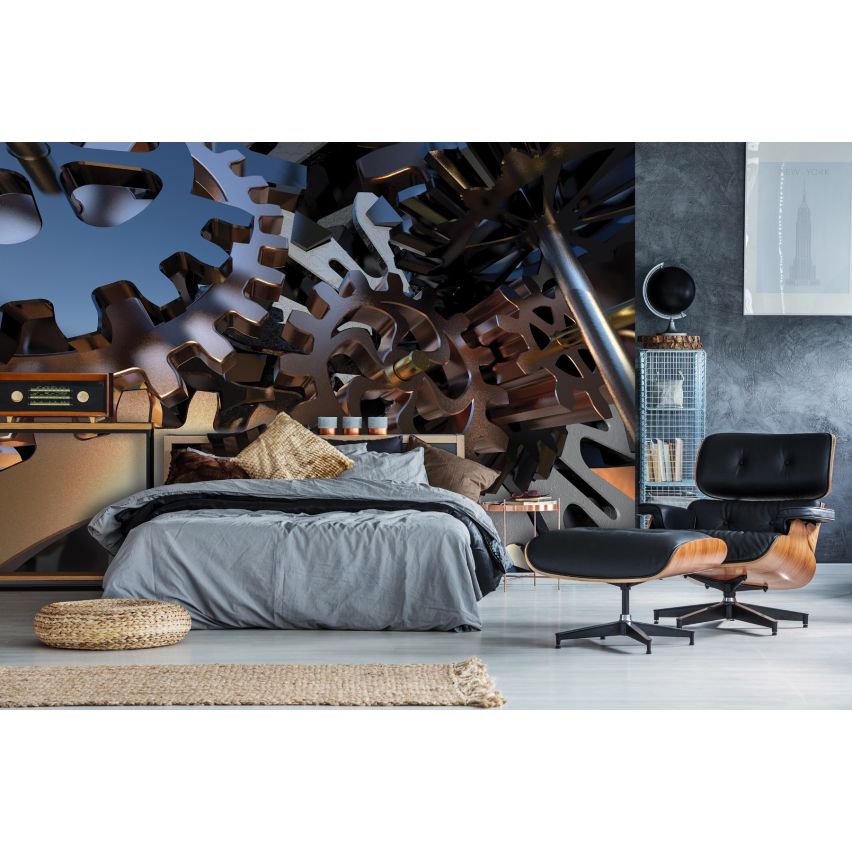 Photo Wall Mural-3D GEAR WHEEL-(C12146)-NON WOVEN-Wallpaper-Abstract XXL
