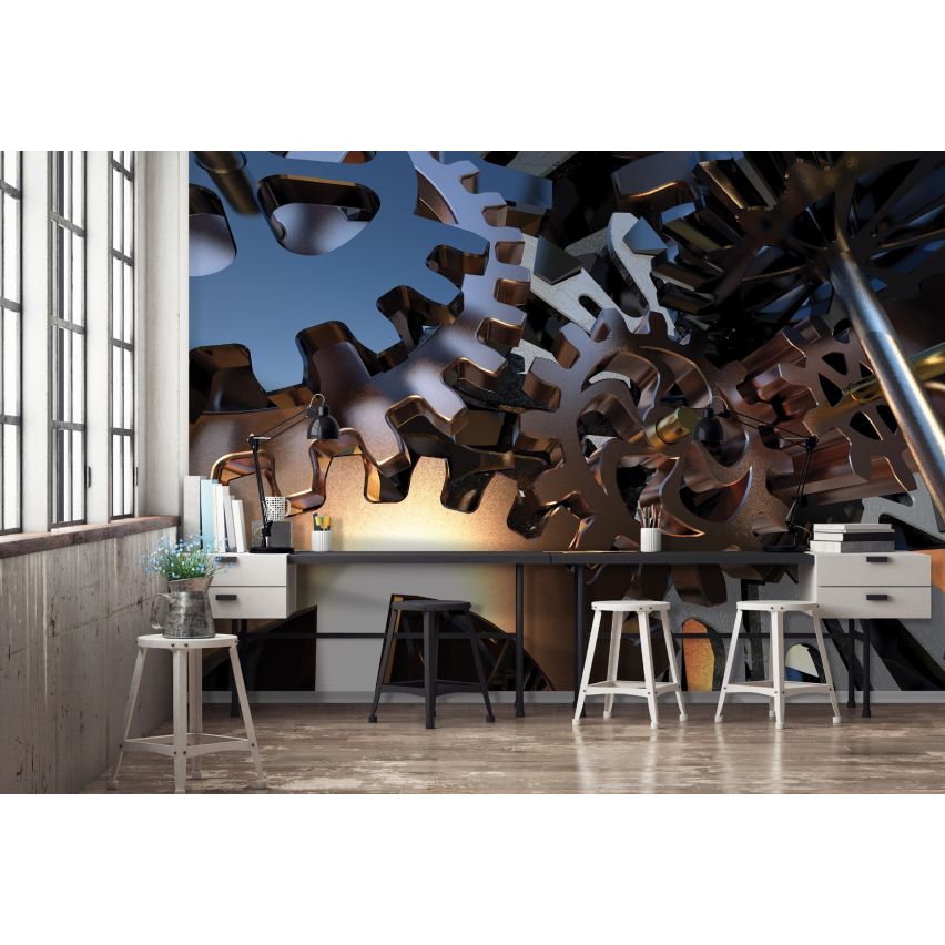 Photo Wall Mural-3D GEAR WHEEL-(C12146)-NON WOVEN-Wallpaper-Abstract XXL