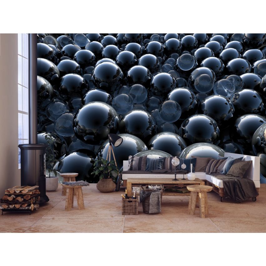 Photo Wall Mural-3D SHINE BLUE MARBLES-(C12270)-NON WOVEN-Wallpaper-Abstract XXL