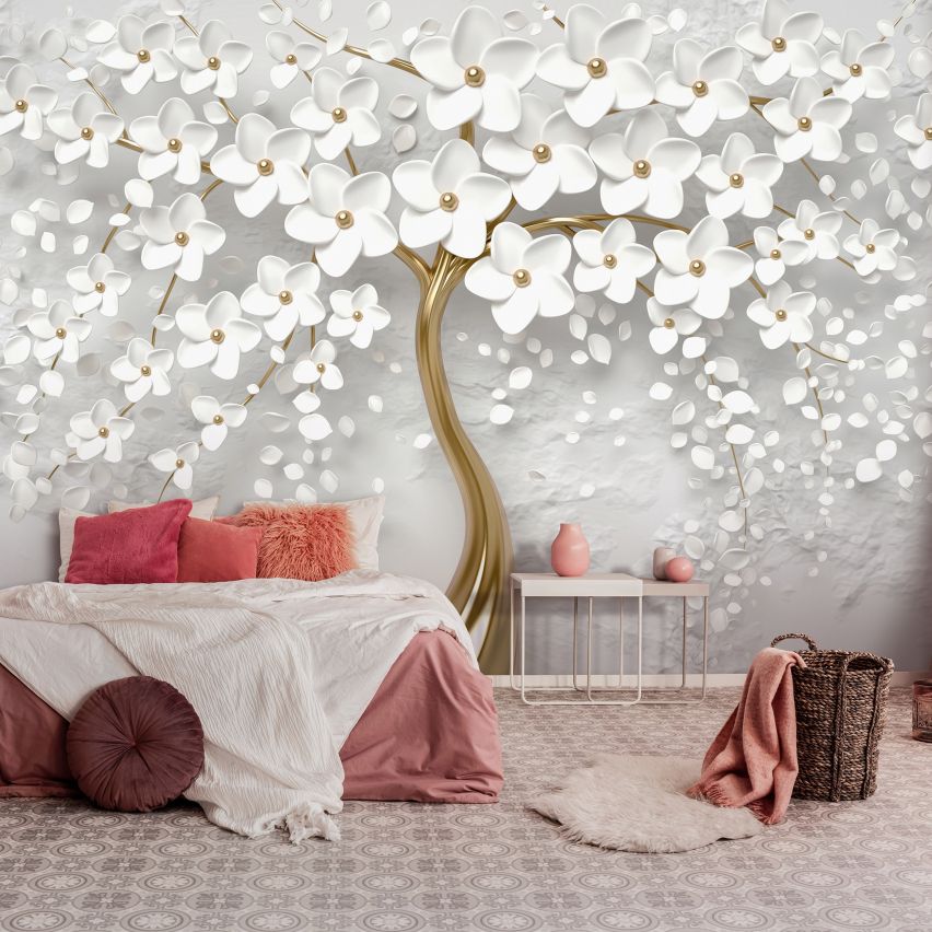 Photo Wall Mural-3D GOLD TREE PORCELAIN-(C13589)-NON WOVEN-Wallpaper-Abstract Nature XXL