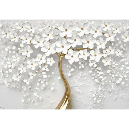 Photo Wall Mural-3D GOLD TREE PORCELAIN-(C13589)-NON WOVEN-Wallpaper-Abstract Nature XXL