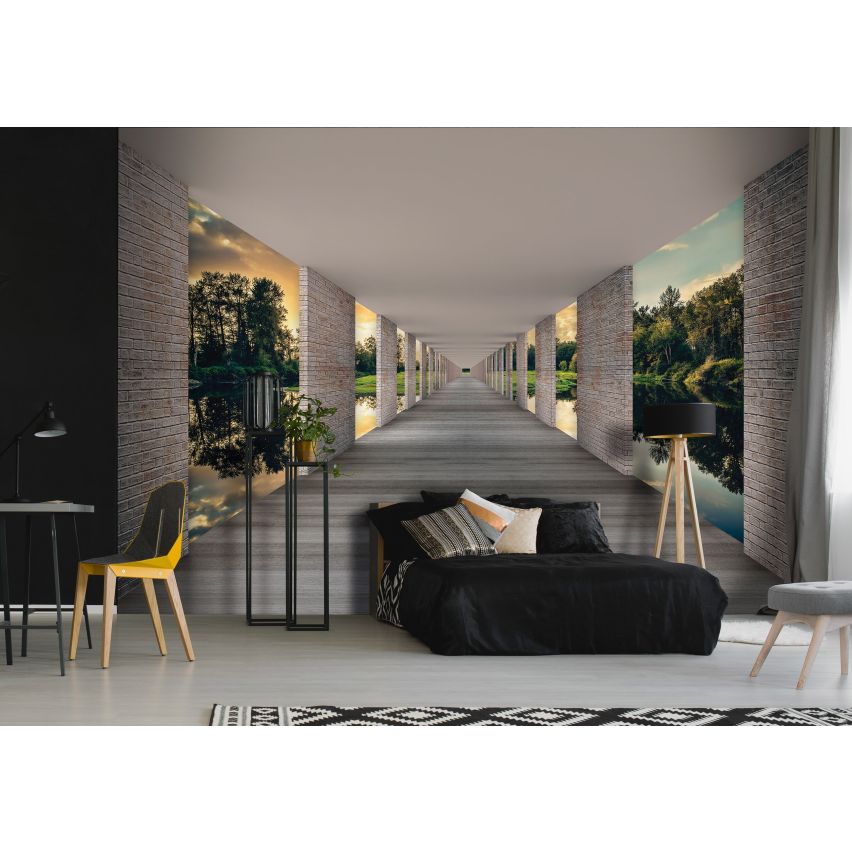 Photo Wall Mural-3D TUNNEL BRIDGE-(C13660)-NON WOVEN-Wallpaper-Abstract XXL