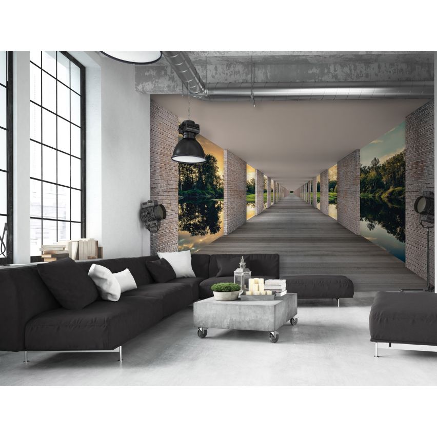 Photo Wall Mural-3D TUNNEL BRIDGE-(C13660)-NON WOVEN-Wallpaper-Abstract XXL
