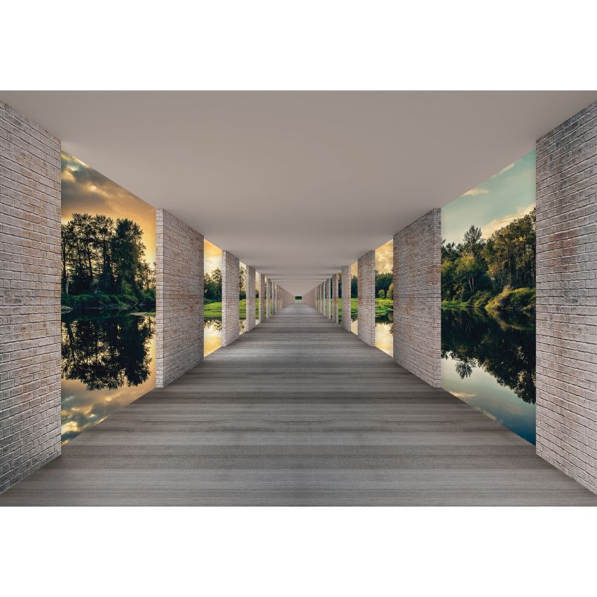 Photo Wall Mural-3D TUNNEL BRIDGE-(C13660)-NON WOVEN-Wallpaper-Abstract XXL