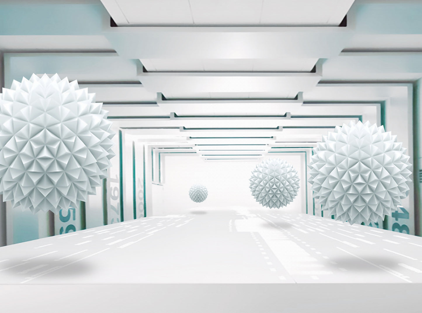 Photo Wall Mural-3D ABSTRACT-(2088)-NON WOVEN-Wallpaper-Spike Balls Tunnel XXL