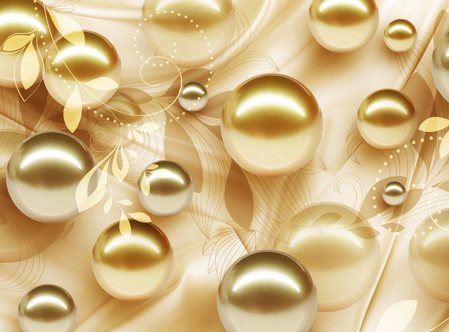 Photo Art Wall Mural-3D BALLS-(2092)NON WOVEN-Wallpaper-Rocks Gold Sparking Shine XXL