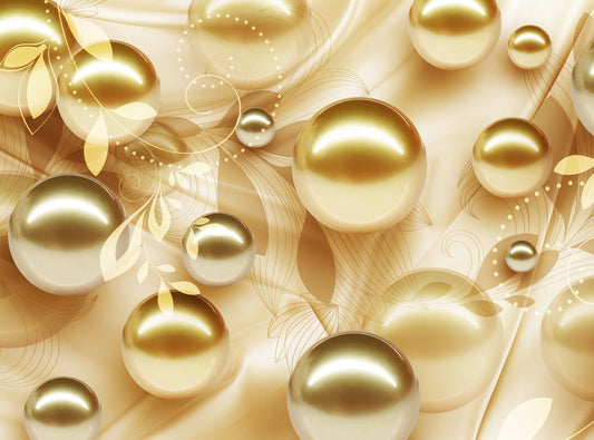 Photo Art Wall Mural-3D BALLS-(2092)NON WOVEN-Wallpaper-Rocks Gold Sparking Shine XXL