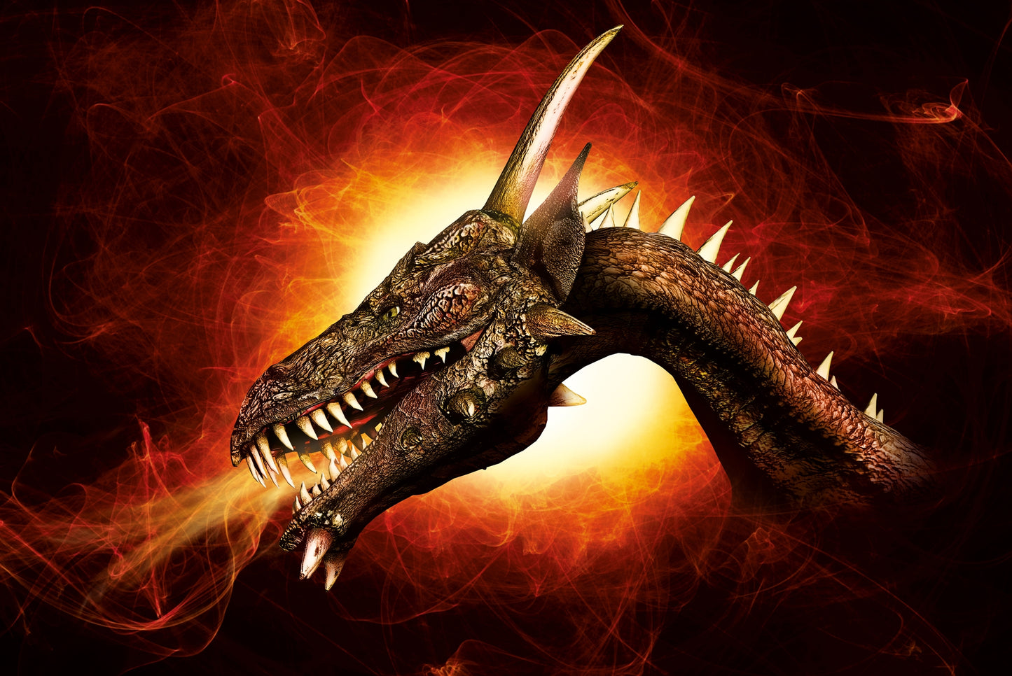 Photo Wall Mural-FIRE DRAGON-(3188J)NON WOVEN-Wallpaper-Mystical Myth Fantasy