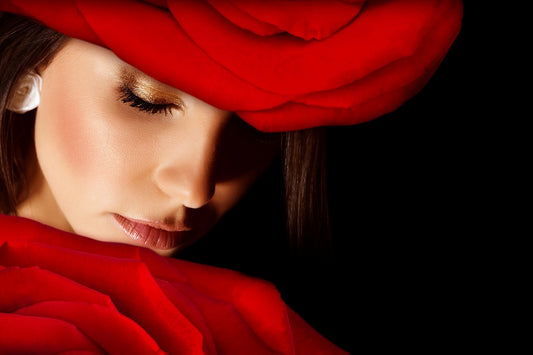 Photo Wall Mural-LADY IN RED-(3269J)-NON WOVEN-Wallpaper-Fashion Woman Face XXL