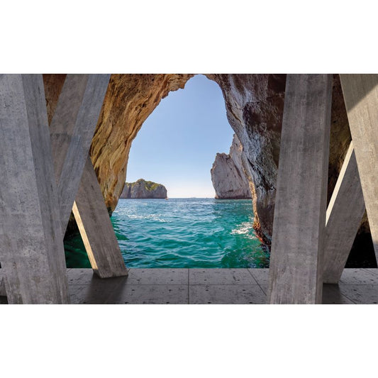 Photo Wall Mural-3D CEMENT TERRACE CAVE-(C3660)-NON WOVEN-Wallpaper-Abstract XXL