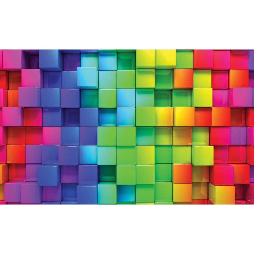 Photo Wall Mural-3D COLORFULL CUBES-(C3700)-NON WOVEN-Wallpaper-Abstract XXL