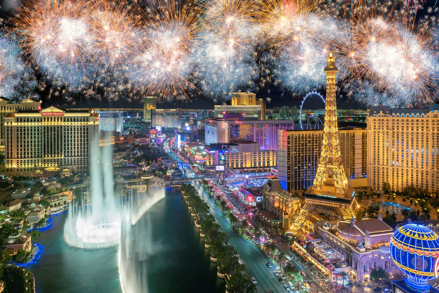 Photo Wall Mural-(3950)-LAS VEGAS-NON WOVEN-Wallpaper-Fireworks Casino Game XXL