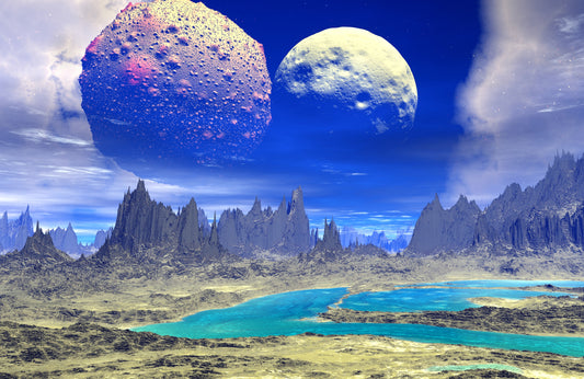 Photo Wall Mural-PLANET BLUE-(5288)-NON WOVEN-Wallpaper-Space Milky-way Moon XXL