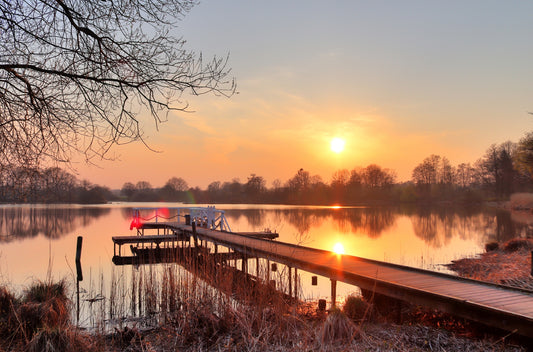 Photo Mural-WALKBRIDGE LAKE-(5423)-NON WOVEN-Wallpaper-Wall-Art-Sky Sunset XXL