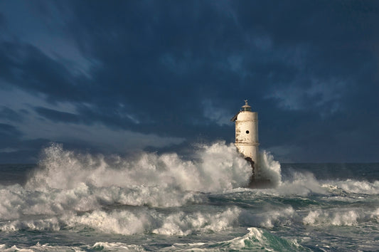 Photo Art Wall Mural-LIGHTHOSE-(6479)-NON WOVEN-Wallpaper-Big Wave Ocean Fyr XXL