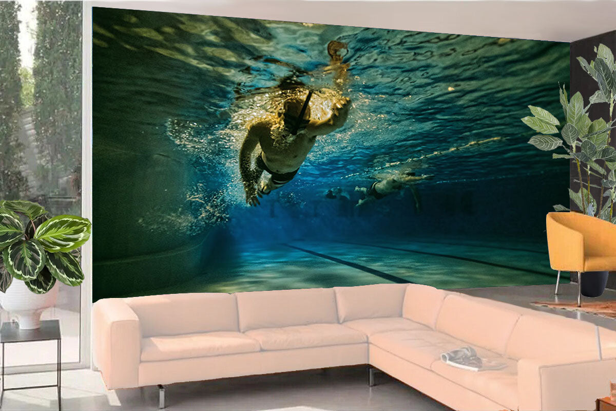 Photo Wall Mural-SWIMMING POOL-(8170)-NON WOVEN-Wallpaper-Water Sport Athletics XXL