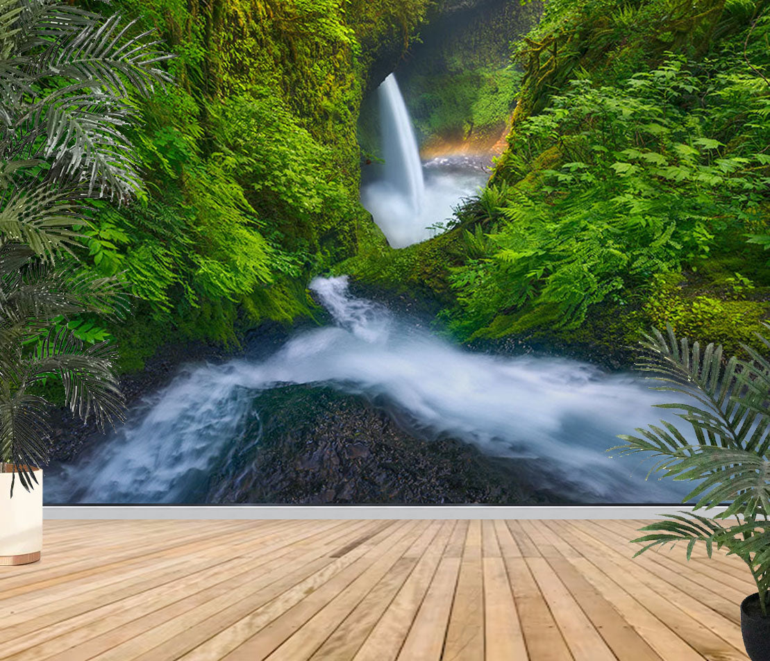 Photo Wall Mural-WATERFALL TROPICAL-(8178)-NON WOVEN-Wallpaper-Jungel Forest XXLy)